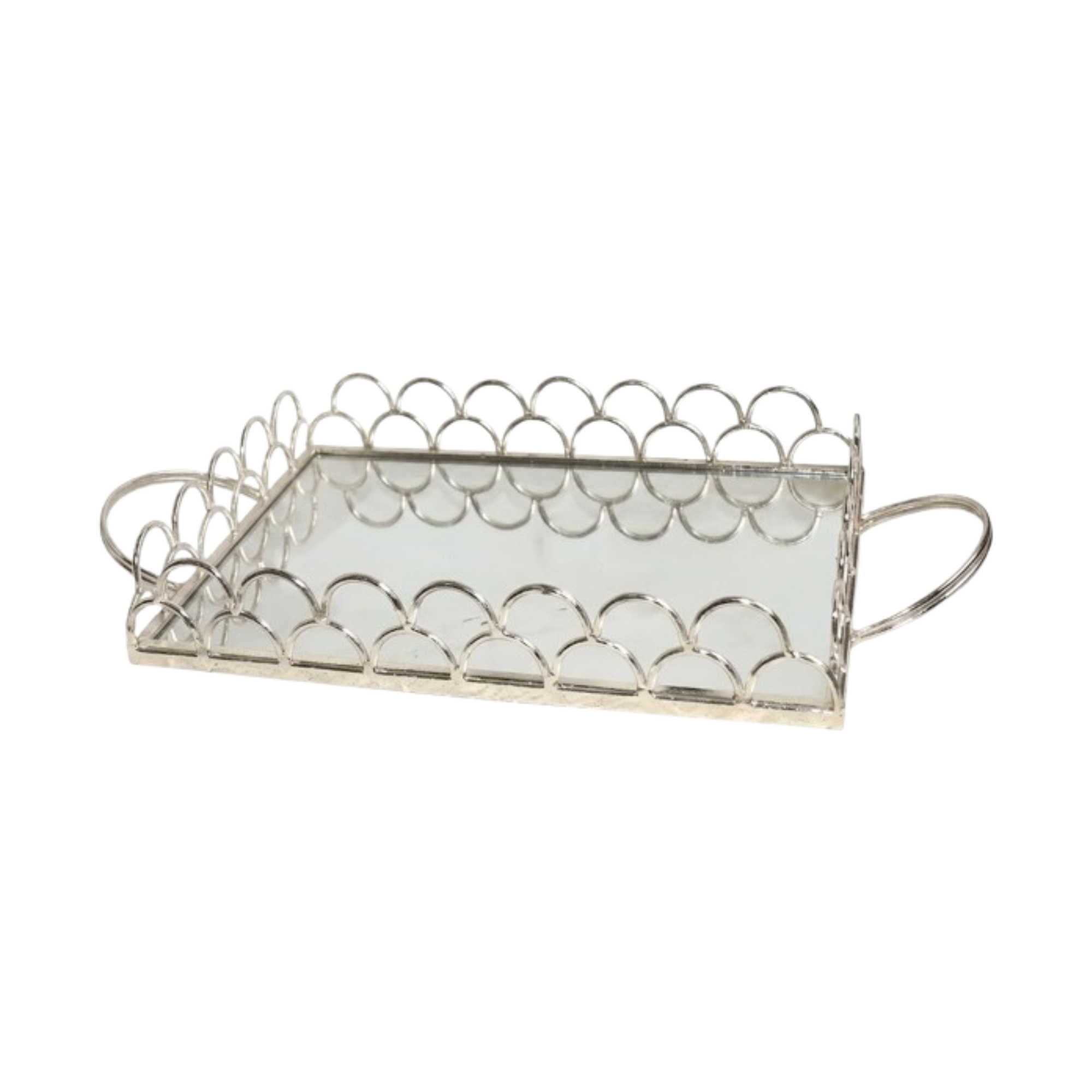Silver Mirrored Multipurpose Tray with Handles