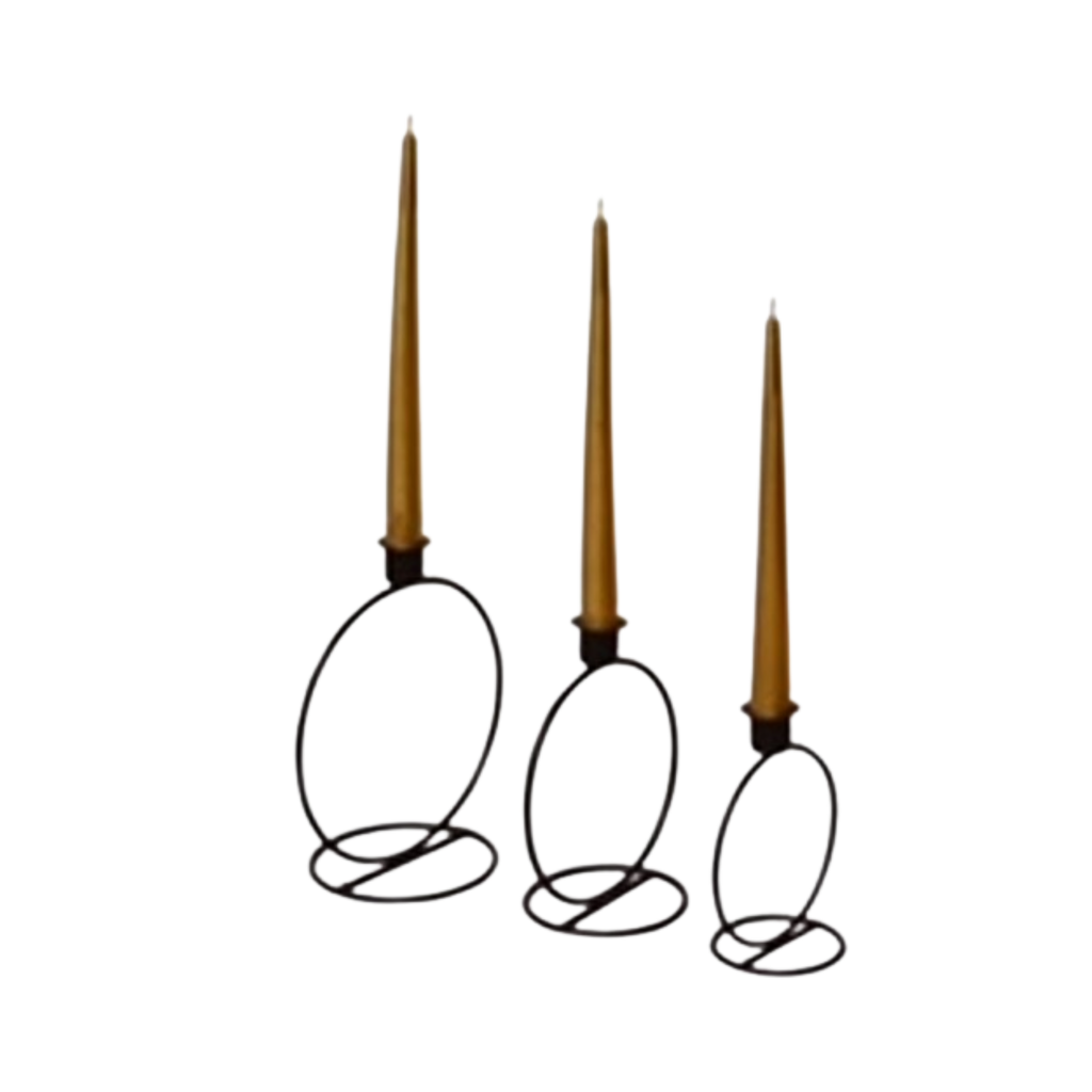 Matte Black Orb Taper Candle Holder – Set of 3