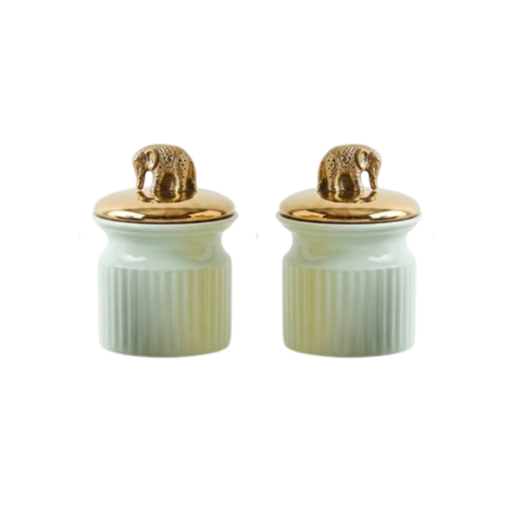 Luxe Ribbed Decorative Jars with Gold Lid (Set of 2)