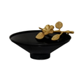 Black Decorative Bowl with Gold Floral Handle