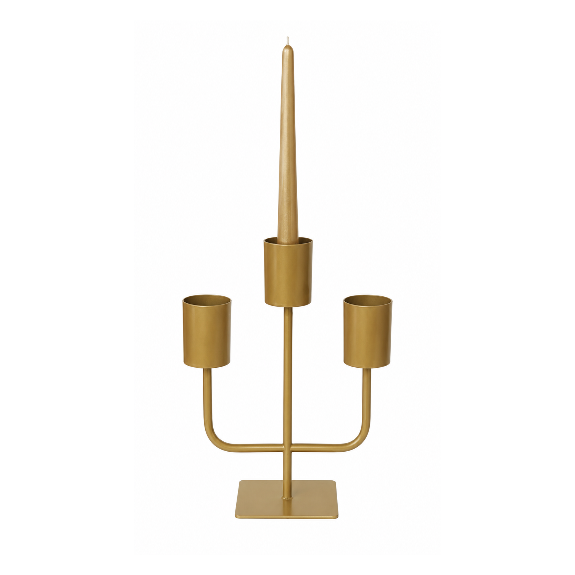 Metal Gold Finish Triple Candle Holder