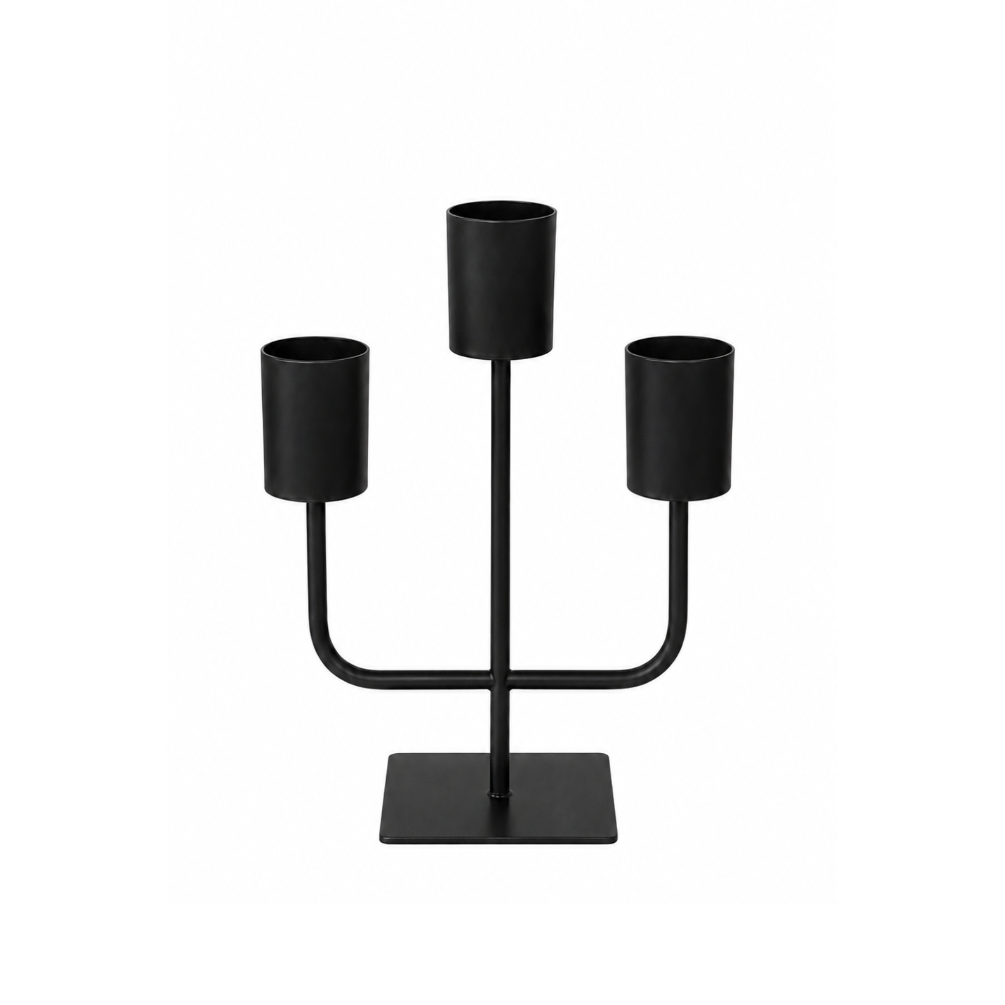 Metal Black Finish Triple Candle Holder