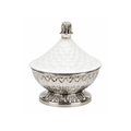 Moroccan Silver Jar with White Textured Lid